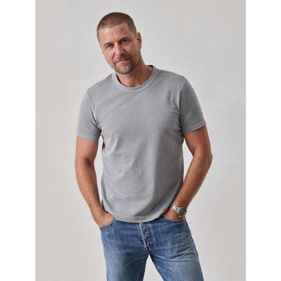 Buck Mason Slub Classic Fit Curved Hem Made In USA L/S Ivory T-Shirt - Foto 6